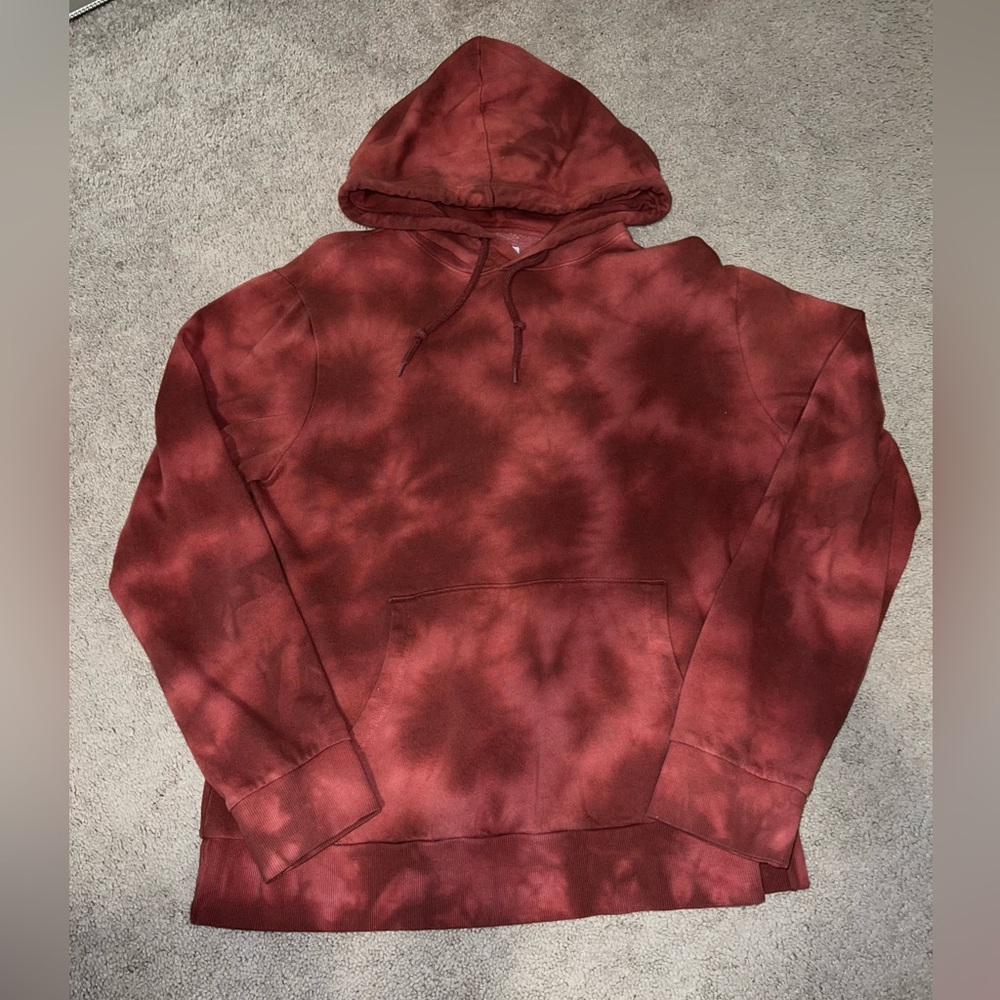 Old Navy Men's Maroon Tie-Dye Hoodie